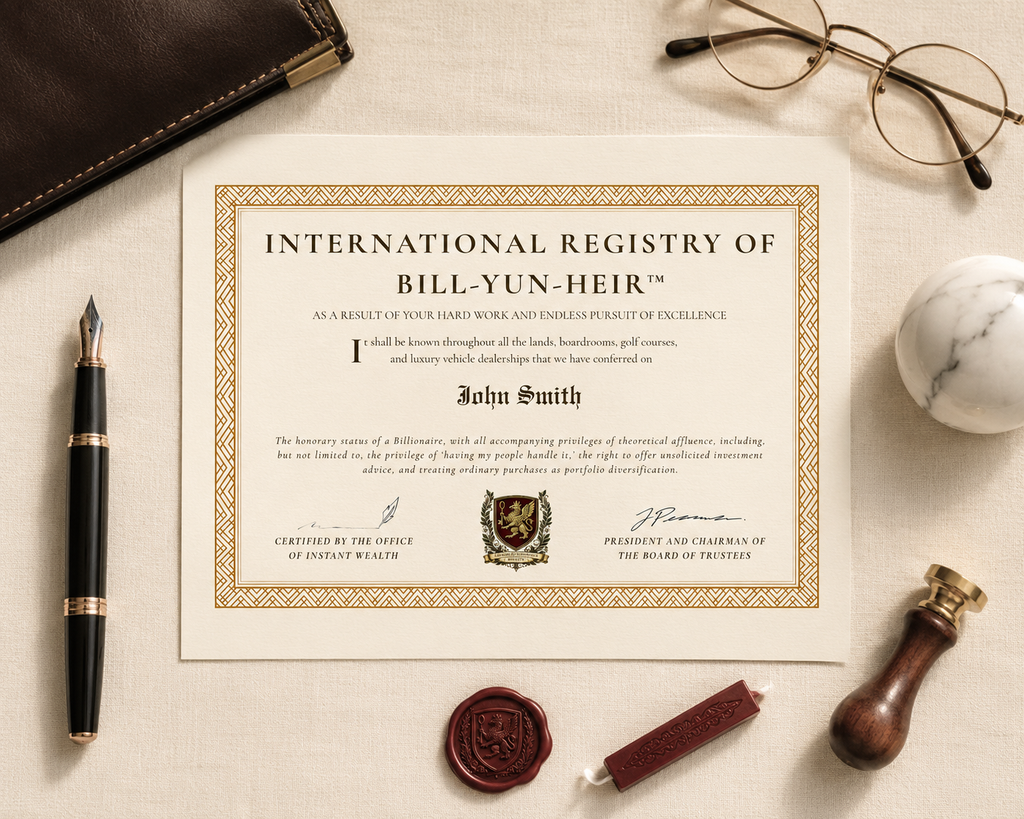 Bill-Yun-Heir Certificate