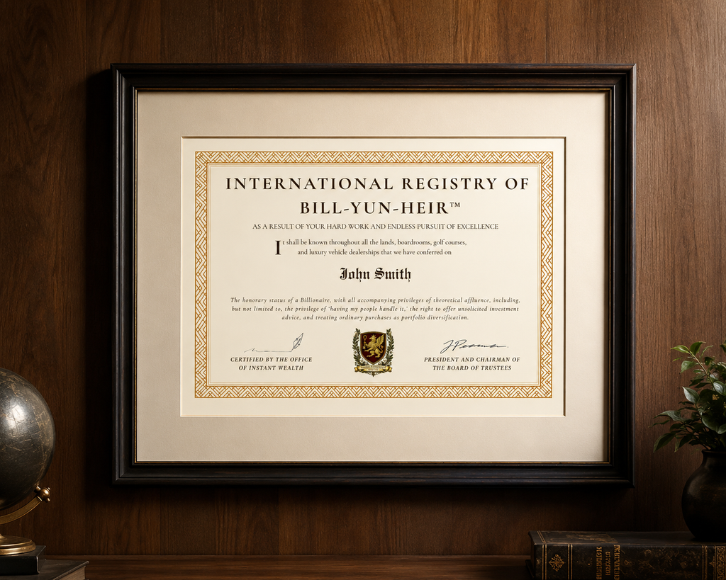 Bill-Yun-Heir Certificate
